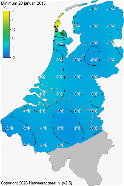 Minimum temperatuur 20 januari 2015