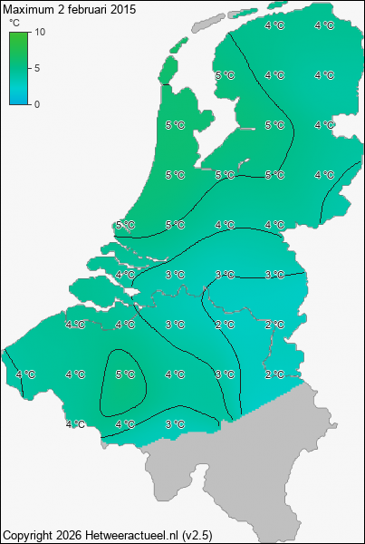 Maximum temperatuur 2 februari 2015