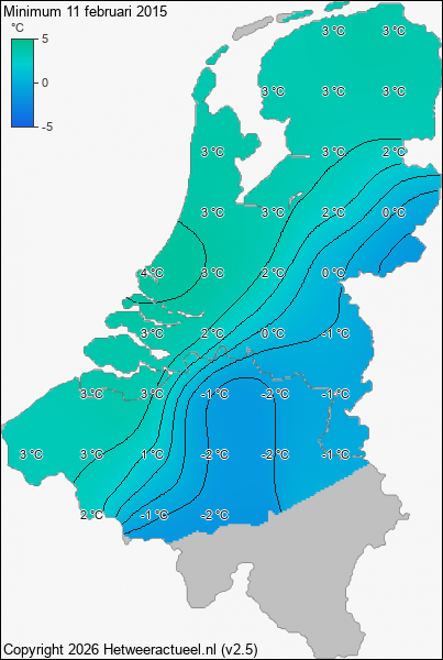 Minimum temperatuur 11 februari 2015
