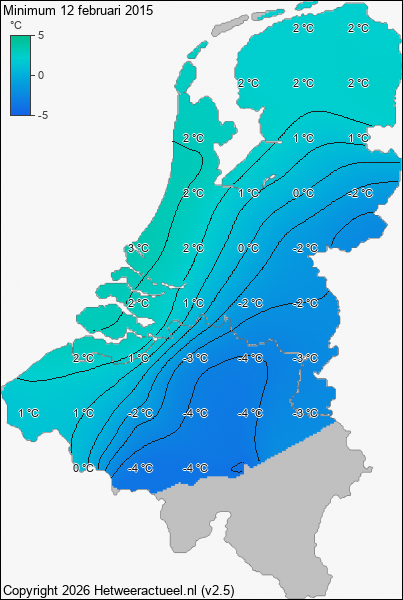 Minimum temperatuur 12 februari 2015