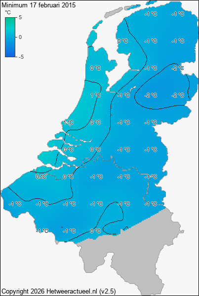 Minimum temperatuur 17 februari 2015