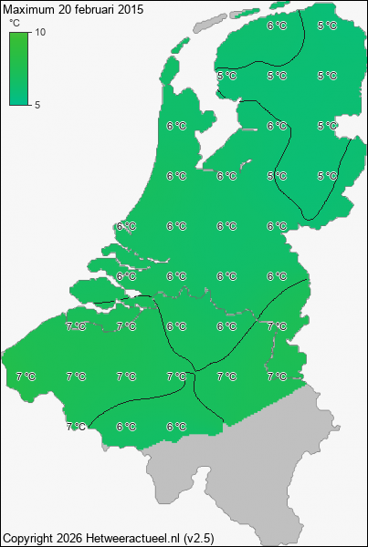 Maximum temperatuur 20 februari 2015