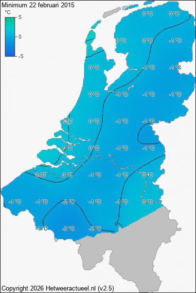 Minimum temperatuur 22 februari 2015