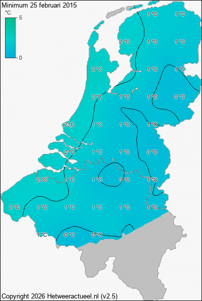 Minimum temperatuur 25 februari 2015