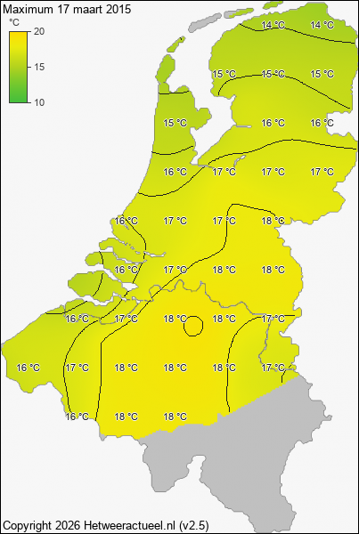 Maximum temperatuur 17 maart 2015
