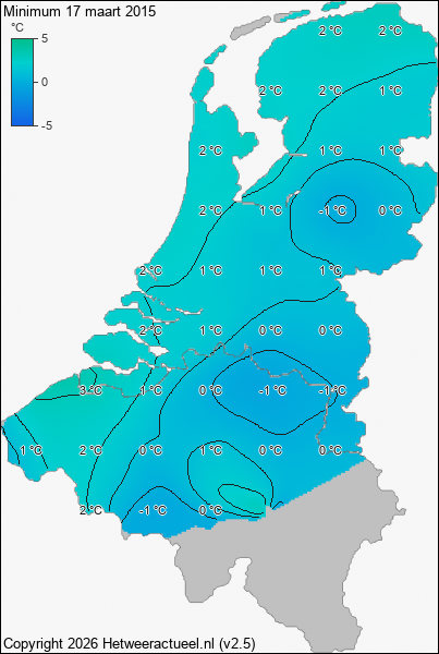 Minimum temperatuur 17 maart 2015
