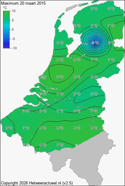 Maximum temperatuur 20 maart 2015