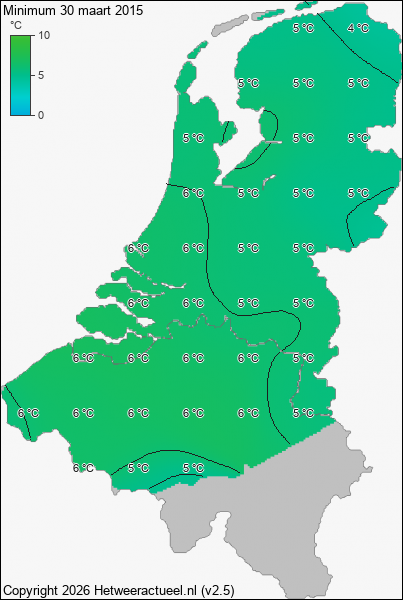 Minimum temperatuur 30 maart 2015