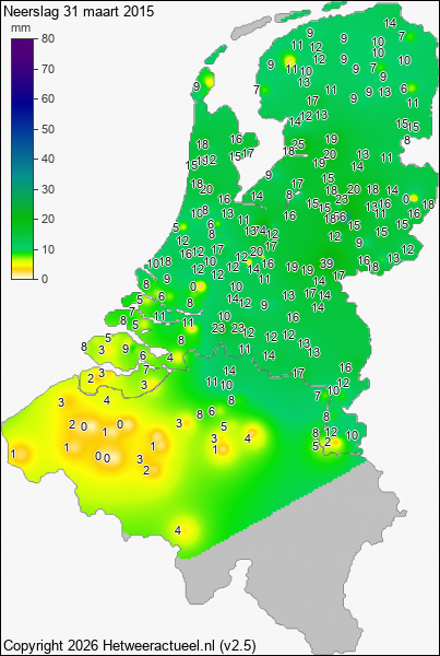 Neerslag 31 maart 2015