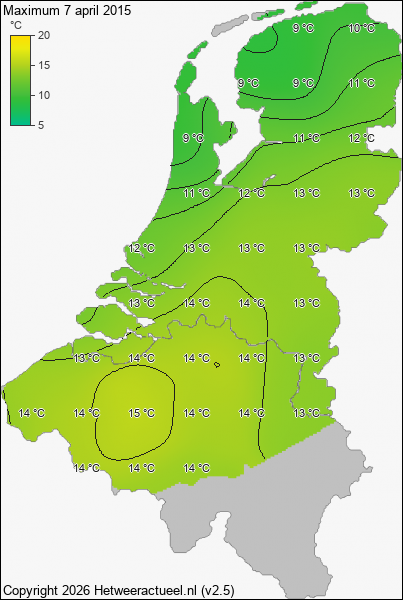 Maximum temperatuur 7 april 2015