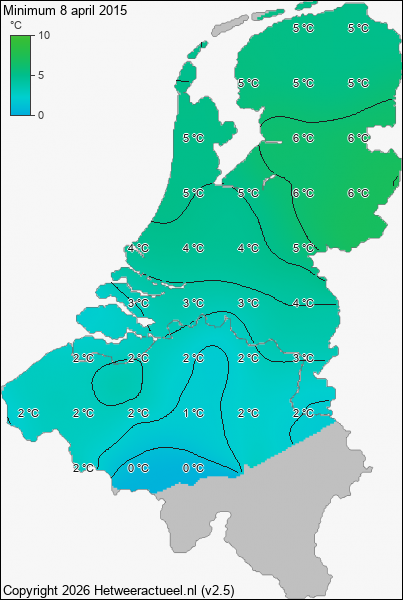 Minimum temperatuur 8 april 2015