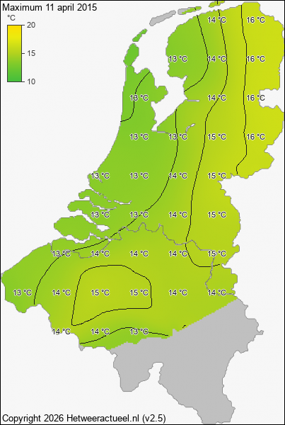 Maximum temperatuur 11 april 2015