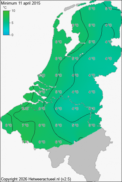 Minimum temperatuur 11 april 2015