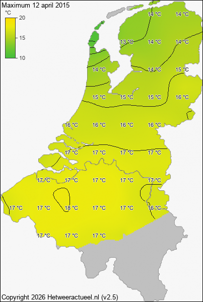 Maximum temperatuur 12 april 2015