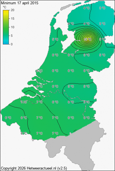 Minimum temperatuur 17 april 2015
