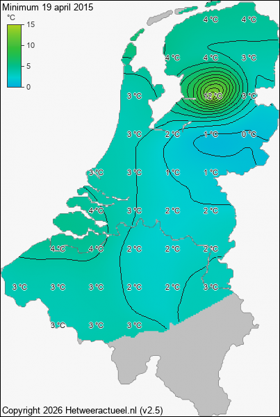 Minimum temperatuur 19 april 2015