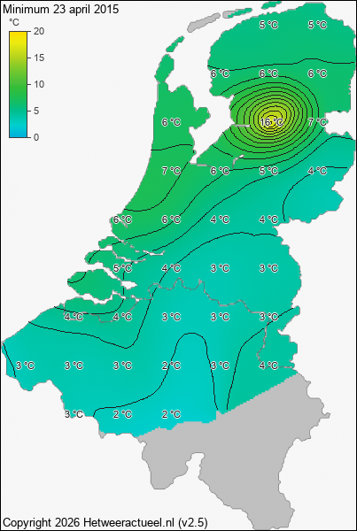 Minimum temperatuur 23 april 2015