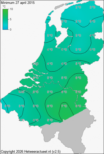 Minimum temperatuur 27 april 2015