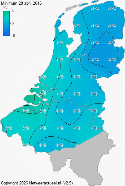 Minimum temperatuur 28 april 2015