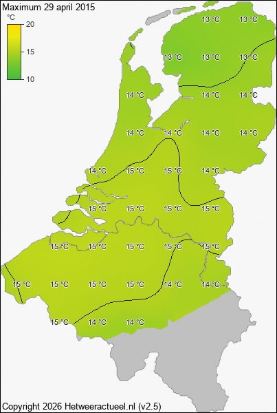 Maximum temperatuur 29 april 2015