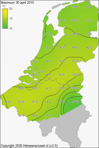 Maximum temperatuur 30 april 2015