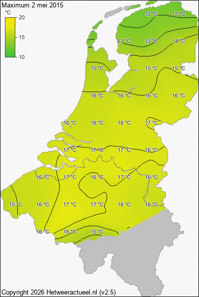 Maximum temperatuur 2 mei 2015