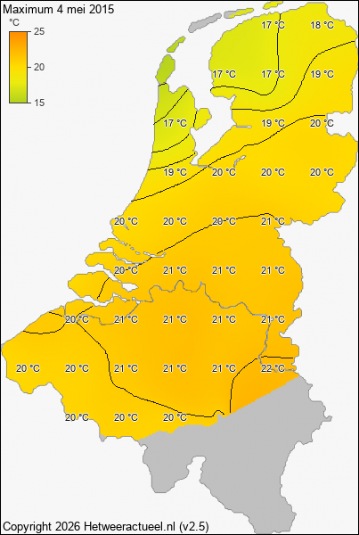 Maximum temperatuur 4 mei 2015