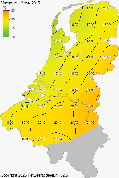 Maximum temperatuur 12 mei 2015