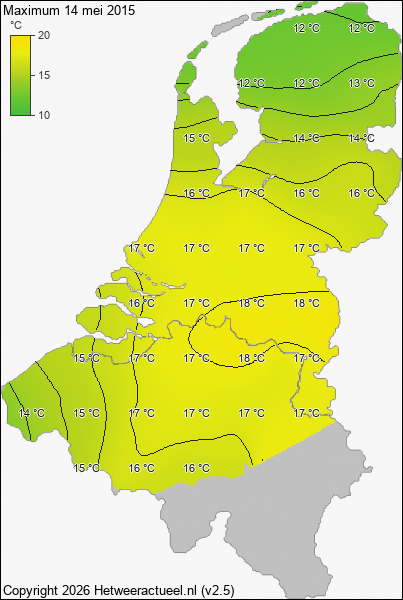 Maximum temperatuur 14 mei 2015