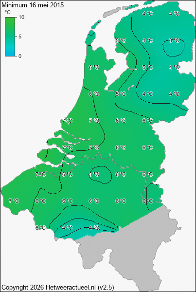 Minimum temperatuur 16 mei 2015