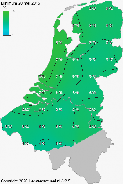 Minimum temperatuur 20 mei 2015