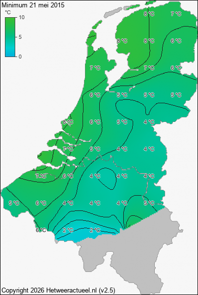 Minimum temperatuur 21 mei 2015