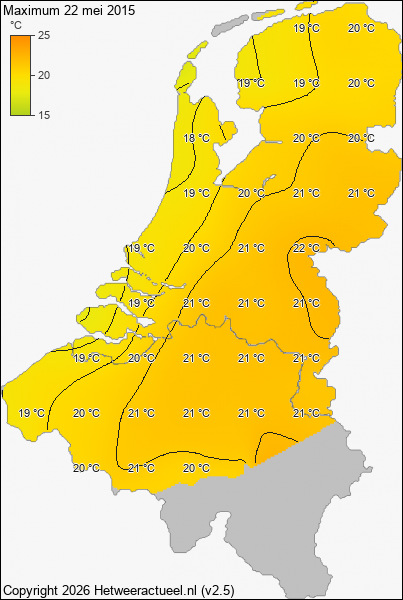 Maximum temperatuur 22 mei 2015