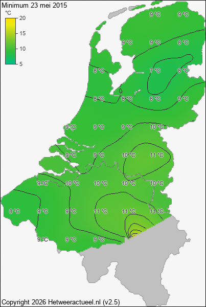 Minimum temperatuur 23 mei 2015