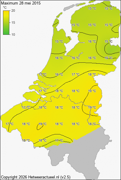 Maximum temperatuur 28 mei 2015