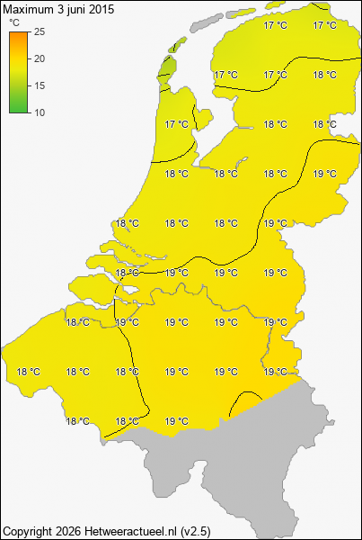 Maximum temperatuur 3 juni 2015