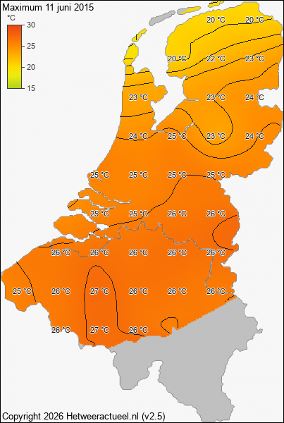 Maximum temperatuur 11 juni 2015