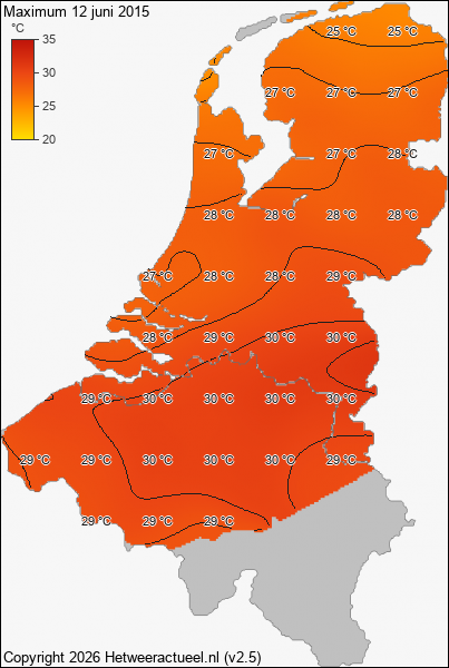 Maximum temperatuur 12 juni 2015