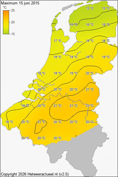 Maximum temperatuur 15 juni 2015