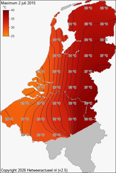 Maximum temperatuur 2 juli 2015