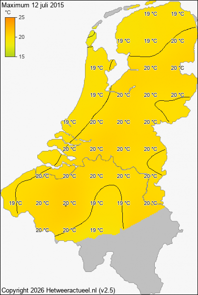 Maximum temperatuur 12 juli 2015