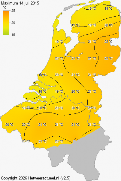 Maximum temperatuur 14 juli 2015
