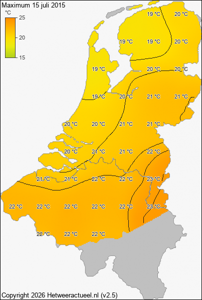 Maximum temperatuur 15 juli 2015