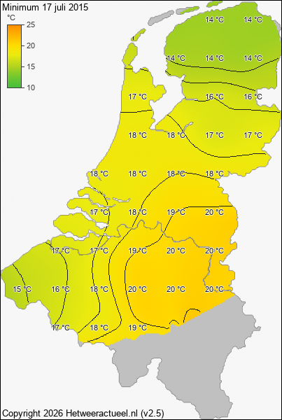 Minimum temperatuur 17 juli 2015