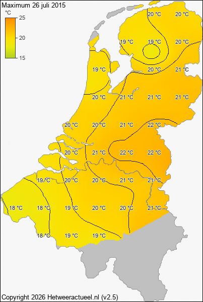 Maximum temperatuur 26 juli 2015