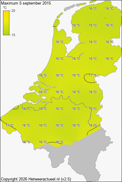 Maximum temperatuur 5 september 2015