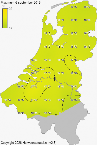 Maximum temperatuur 6 september 2015