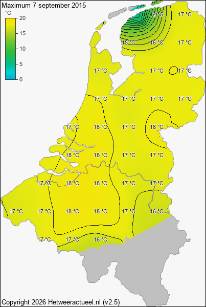 Maximum temperatuur 7 september 2015