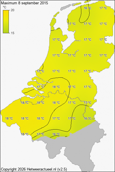 Maximum temperatuur 8 september 2015