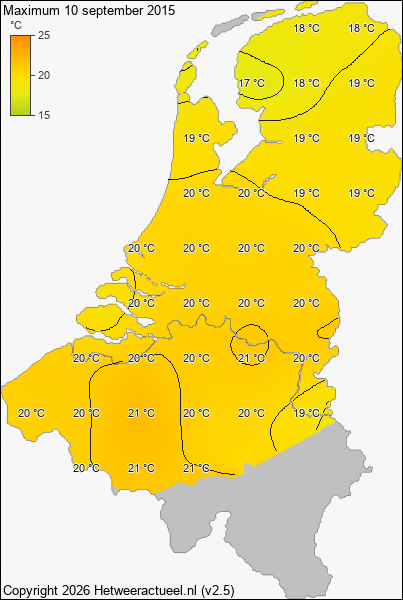 Maximum temperatuur 10 september 2015